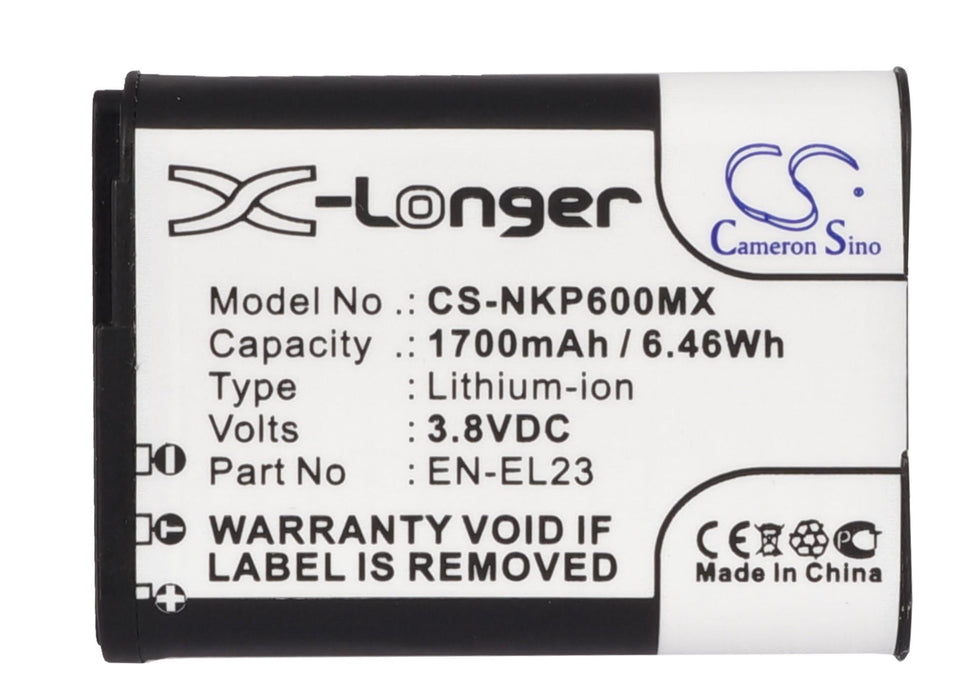 NIKON EN-E23 Coolpix P600 camera battery; P900 LiIon 3.8V 1700mAh Cameron Sino