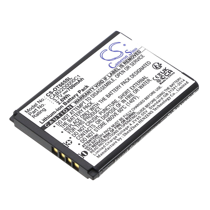 Mobile phone battery ALCATEL 2010D, One Touch 356, One Touch 665 CAB22B0000C1 LiIon 3.7V 700mAh CAMERON SINO