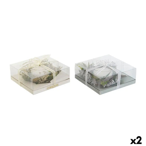 Candle DKD Home Decor Golden Silver Christmas 21,5 x 21,5 x 8,5 cm (2 Units) - Декорация и Осветление<<<Дом
