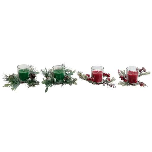 Candle DKD Home Decor Red Green 5,5 x 5,5 x 6,5 cm (2 Units) - Декорация и Осветление<<<Дом Градина<<<BigBuy&&&Коледни