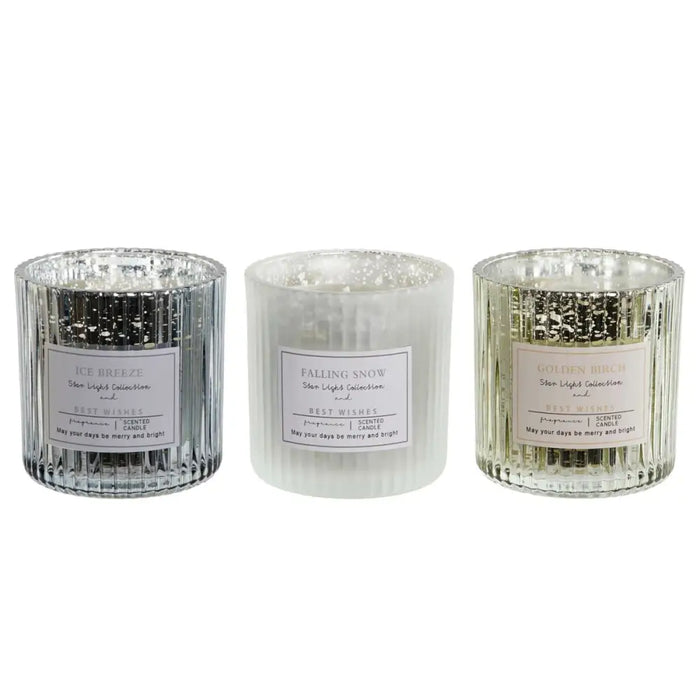 Candle DKD Home Decor White Golden Silver 8,8 x 8,8 x 9 cm (3 Units) - Декорация и Осветление<<<Дом