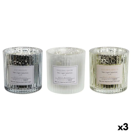 Candle DKD Home Decor White Golden Silver 8,8 x 8,8 x 9 cm (3 Units) - Декорация и Осветление<<<Дом