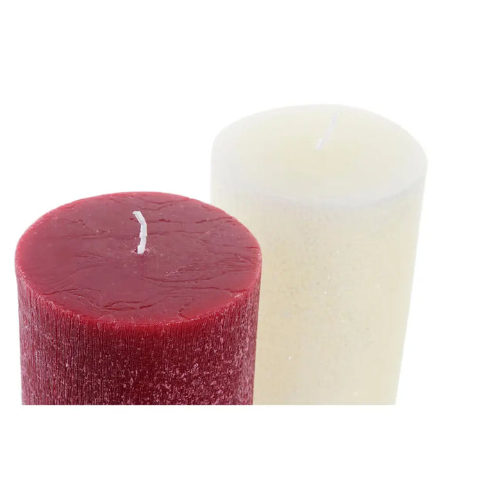 Candle DKD Home Decor White Red Christmas 9 x 9 x 15 cm (2 Units) - Декорация и Осветление<<<Дом