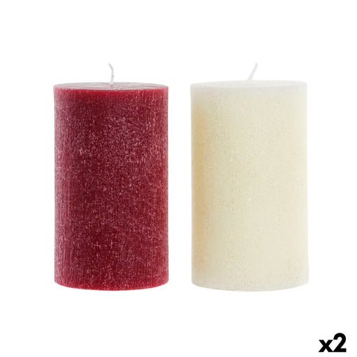 Candle DKD Home Decor White Red Christmas 9 x 9 x 15 cm (2 Units) - Декорация и Осветление<<<Дом