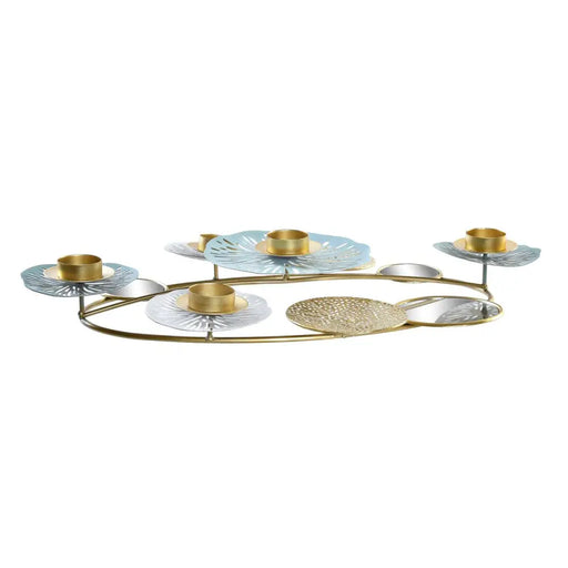 Candle Holder DKD Home Decor Mirror Golden Metal Mint Waterlily (54 x 33 x 8 cm) - Декорация и Осветление<<<Дом