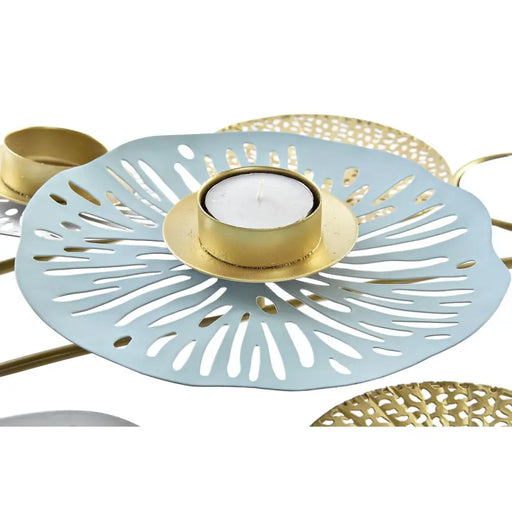 Candle Holder DKD Home Decor Mirror Golden Metal Mint Waterlily (54 x 33 x 8 cm) - Декорация и Осветление<<<Дом