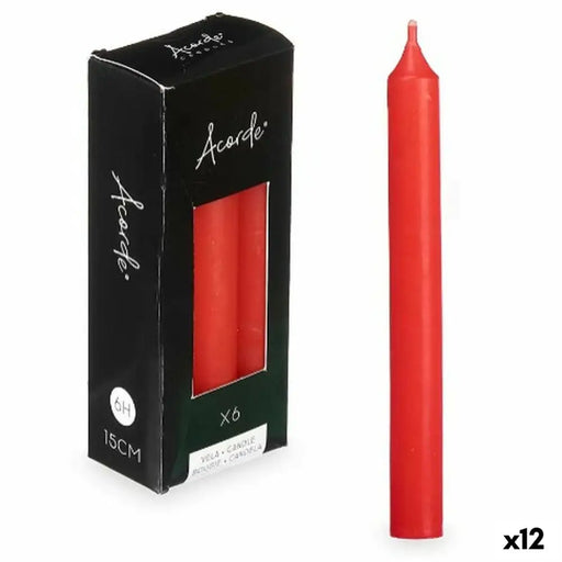 Candle Set Acorde Red 2 x 2 x 15 cm 6 x 15 x 4 cm (12 Units) - Декорация и Осветление<<<Дом Градина<<<BigBuy&&&Свещи и
