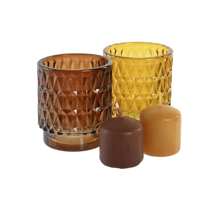 Candle Set DKD Home Decor Brown Mustard (2 Units) - Декорация и Осветление<<<Дом Градина<<<BigBuy&&&Свещи и