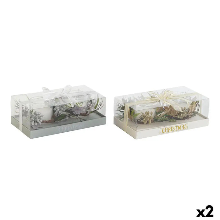 Candle Set DKD Home Decor Golden Silver Christmas 10 x 10 x 7 cm (2 Units) - Декорация и Осветление<<<Дом