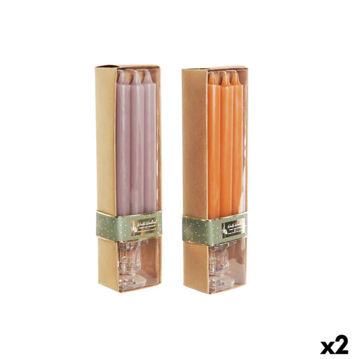 Candle Set DKD Home Decor Grey Orange 2 x 2 x 20 cm 4 Pieces (2 Units) - Декорация и Осветление<<<Дом