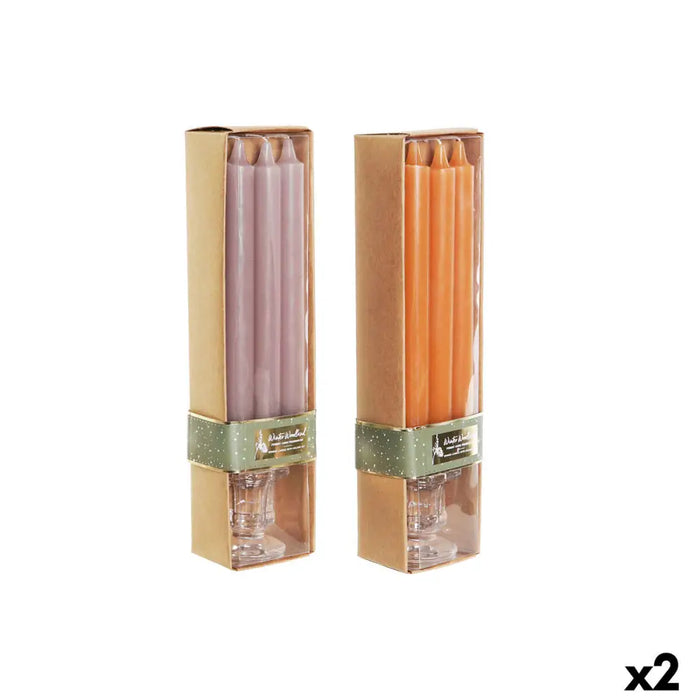 Candle Set DKD Home Decor Grey Orange 2 x 2 x 20 cm 4 Pieces (2 Units) - Декорация и Осветление<<<Дом