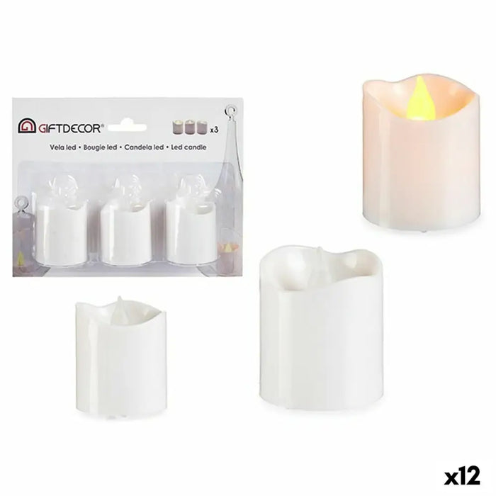 Candle Set Gift Decor White 18 x 14 x 4 cm 3,7 x 3,7 x 5 cm (12 Units) - Декорация и Осветление<<<Дом