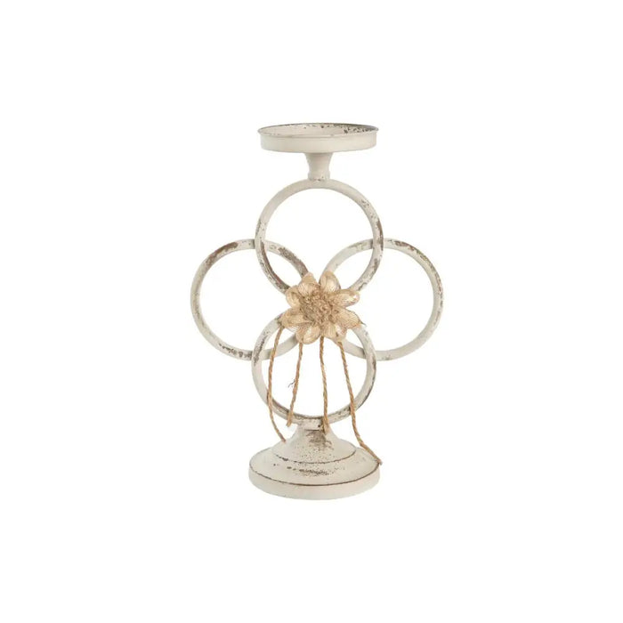 Candleholder DKD Home Decor 24 x 13 x 34 cm Metal White - Декорация и Осветление<<<Дом Градина<<<BigBuy&&&Свещи и