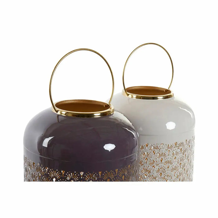 Candleholder DKD Home Decor Beige Aluminium 24 x 24 x 57 cm Light mauve (2 Units) - Декорация и Осветление<<<Дом