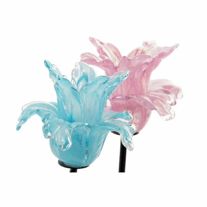 Candleholder DKD Home Decor Blue Pink Metal Crystal 12 x 12 x 24 cm (2 Units) - Декорация и Осветление<<<Дом