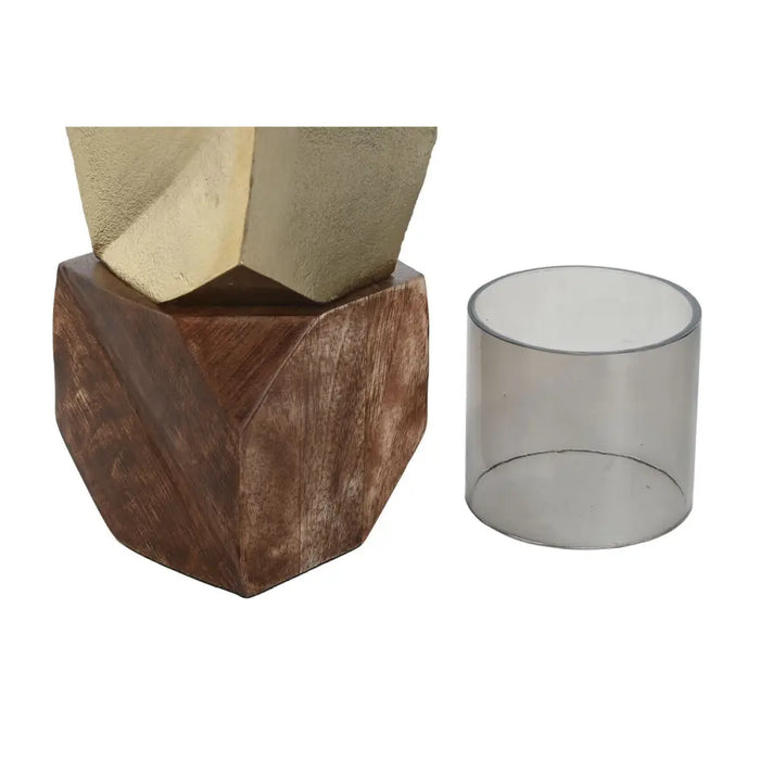 Candleholder DKD Home Decor Brown Golden Aluminium Crystal Mango wood 10 x 10 x 51,5 cm - Декорация и Осветление<<<Дом