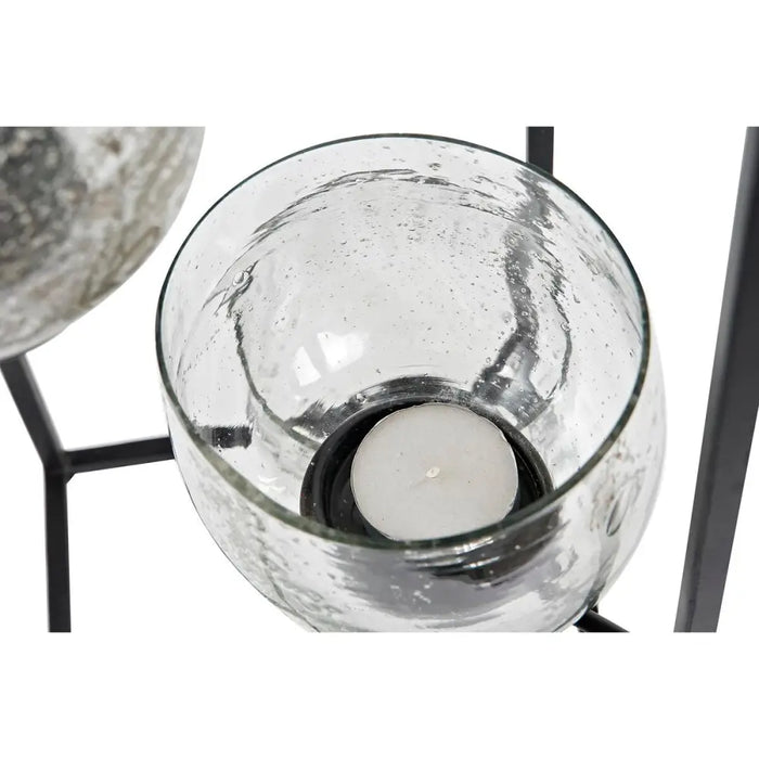 Candleholder DKD Home Decor Crystal Black Transparent 18 x 18 x 76 cm Iron - Декорация и Осветление<<<Дом