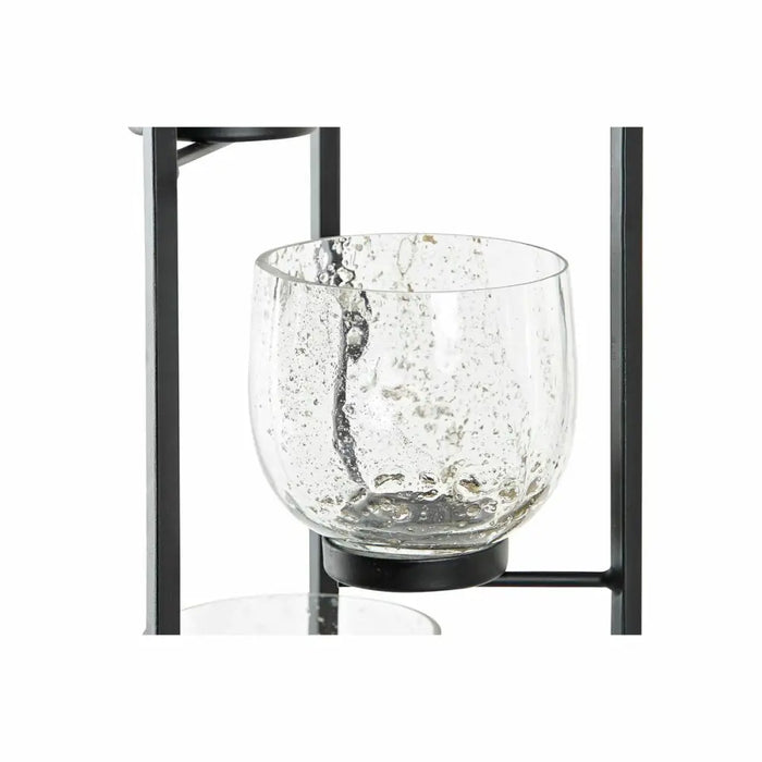 Candleholder DKD Home Decor Crystal Black Transparent 18 x 18 x 76 cm Iron - Декорация и Осветление<<<Дом