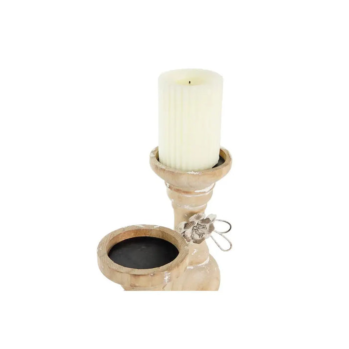 Candleholder DKD Home Decor Wood (9,5 x 9,5 x 28 cm) (2 Pieces) - Декорация и Осветление<<<Дом Градина<<<BigBuy&&&Свещи
