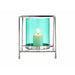Candleholder Gift Decor Blue Silver Metal Glass 14 x 15,5 x 14 cm Squared - Декорация и Осветление<<<Дом