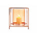 Candleholder Gift Decor Copper Amber Golden Metal Glass 14 x 15,5 x 14 cm Squared - Декорация и Осветление<<<Дом