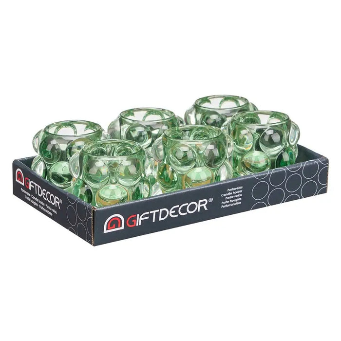 Candleholder Gift Decor Green Crystal 8,4 x 9 x 8,4 cm Microbeads (12 Units) - Декорация и Осветление<<<Дом