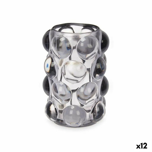 Candleholder Gift Decor Grey Crystal 8,4 x 12,5 x 8,4 cm Microbeads (12 Units) - Декорация и Осветление<<<Дом