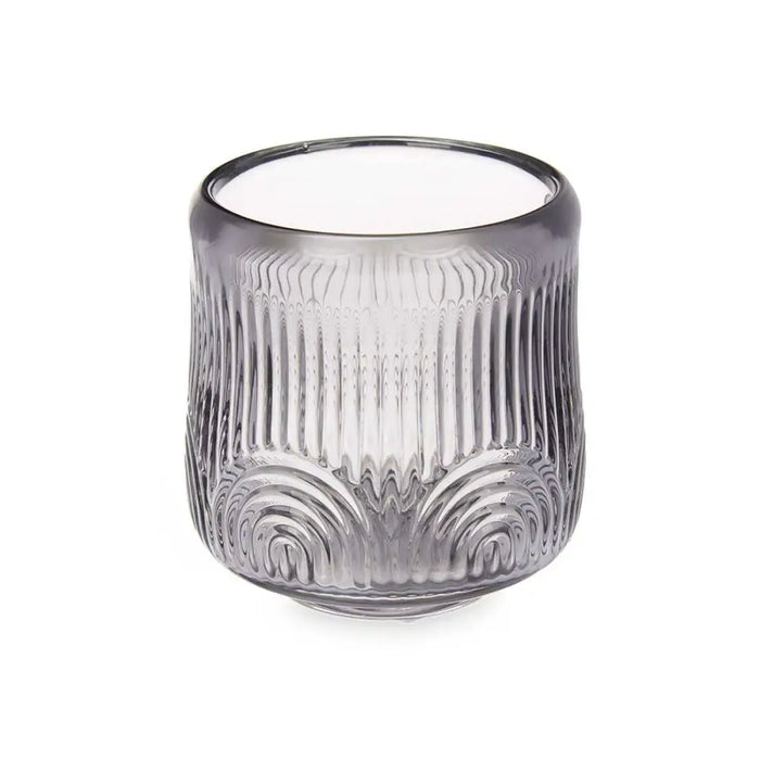 Candleholder Gift Decor Grey Crystal 9 x 9,5 x 9 cm Stripes (12 Units) - Декорация и Осветление<<<Дом