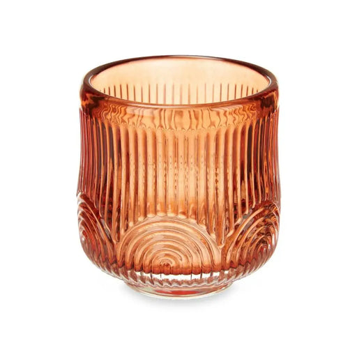 Candleholder Gift Decor Orange Tile Crystal 7,5 x 7,8 x 7,5 cm Stripes (12 Units) - Декорация и Осветление<<<Дом