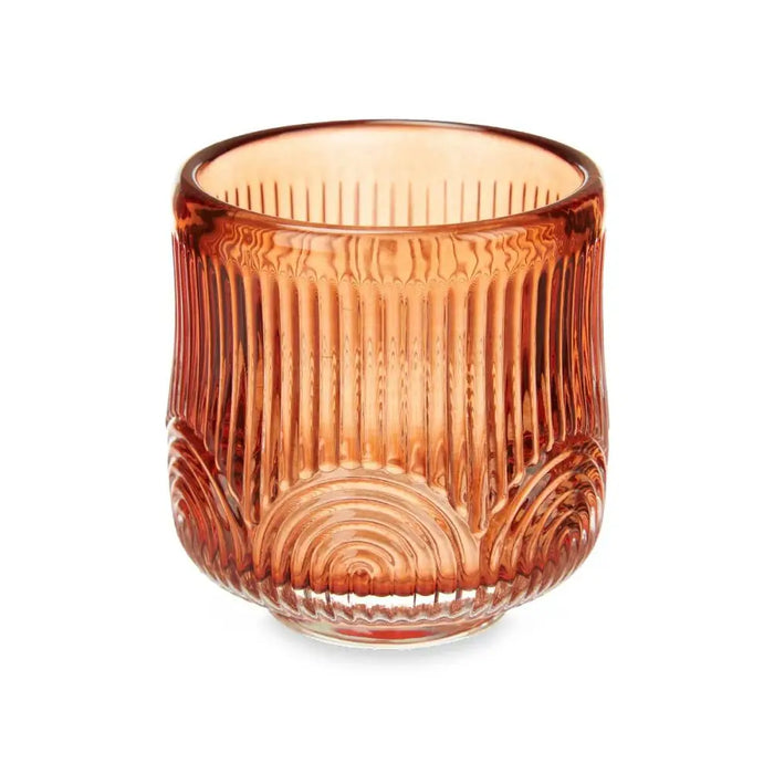 Candleholder Gift Decor Orange Tile Crystal 7,5 x 7,8 x 7,5 cm Stripes (12 Units) - Декорация и Осветление<<<Дом