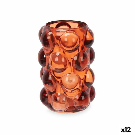 Candleholder Gift Decor Orange Tile Crystal 8,4 x 12,5 x 8,4 cm Microbeads (12 Units) - Декорация и Осветление<<<Дом