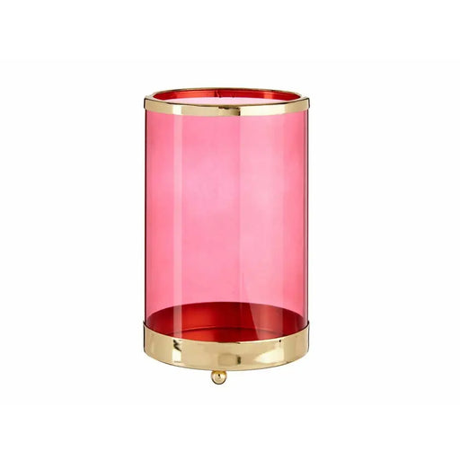 Candleholder Gift Decor Pink Golden Metal Glass 12,2 x 19,5 x 12,2 cm Cylinder - Декорация и Осветление<<<Дом