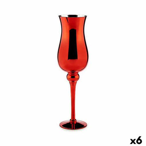 Candleholder Gift Decor Red Crystal 13,5 x 4,5 x 13,5 cm 13,5 x 45 x 13,5 cm (6 Units) - Декорация и Осветление<<<Дом