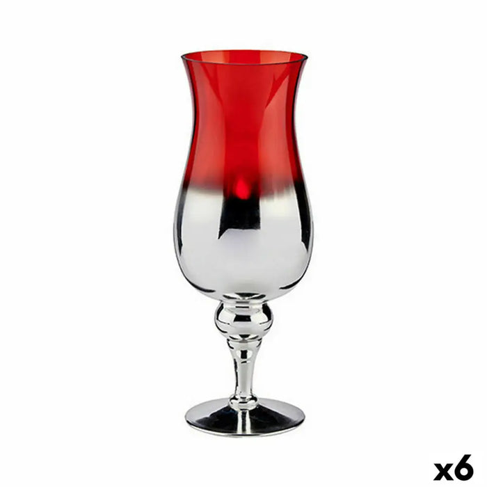 Candleholder Gift Decor Red Silver Crystal 13 x 35 x 13 cm (6 Units) - Декорация и Осветление<<<Дом