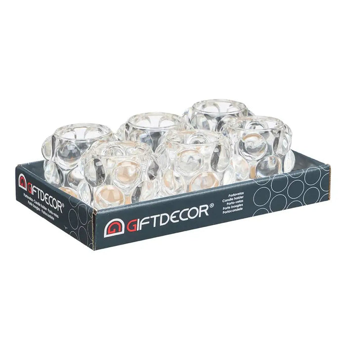 Candleholder Gift Decor Transparent Crystal 8,4 x 9 x 8,4 cm Microbeads (12 Units) - Декорация и Осветление<<<Дом