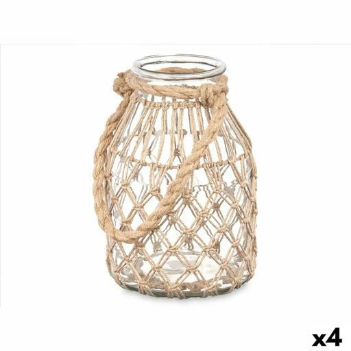 Candleholder Gift Decor Transparent Natural Glass Rope 17 x 25 cm 17 x 25 x 17 cm Tin (4 Units) - Декорация и