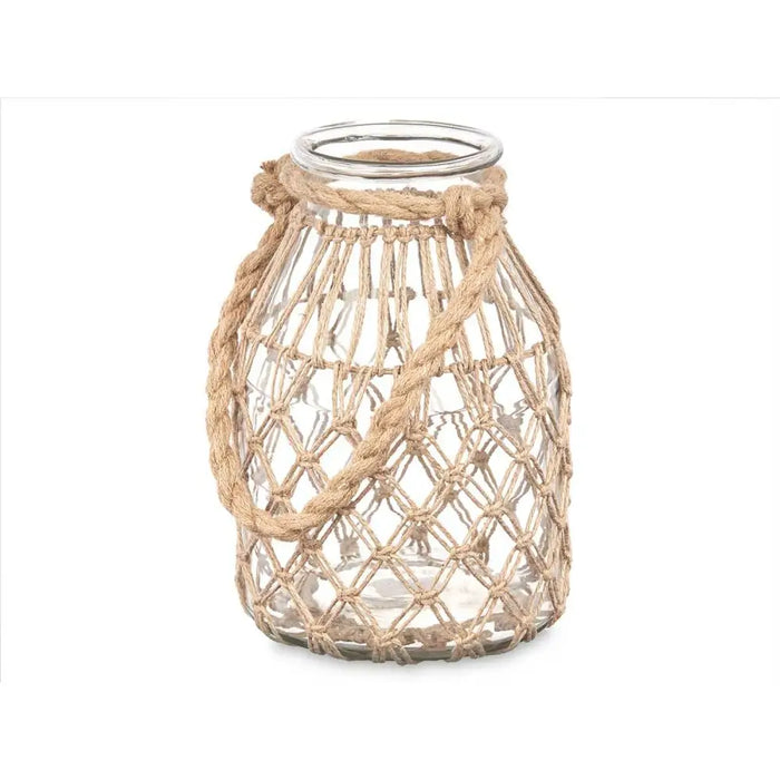 Candleholder Gift Decor Transparent Natural Glass Rope 17 x 25 cm 17 x 25 x 17 cm Tin (4 Units) - Декорация и