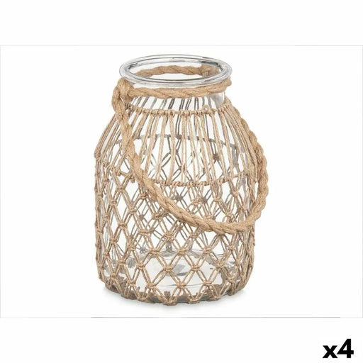 Candleholder Gift Decor Transparent Natural Glass Rope 20 x 30 cm 20 x 30 x 20 cm Tin (4 Units) - Декорация и