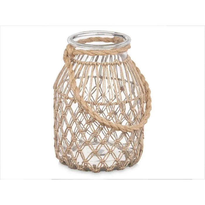 Candleholder Gift Decor Transparent Natural Glass Rope 20 x 30 cm 20 x 30 x 20 cm Tin (4 Units) - Декорация и