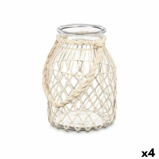 Candleholder Gift Decor White Transparent Glass Rope 20 x 30 cm 22 x 30 x 20 cm Tin (4 Units) - Декорация и