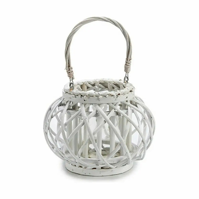 Candleholder Gift Decor White wicker Glass 30 x 19 x 25,5 cm (6 Units) - Декорация и Осветление<<<Дом