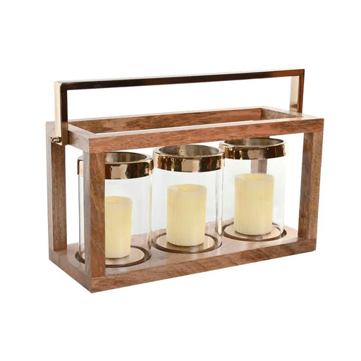 Candleholder Home ESPRIT Brown Steel Mango wood 51 x 19 x 33 cm - Декорация и Осветление<<<Дом Градина<<<BigBuy&&&Свещи