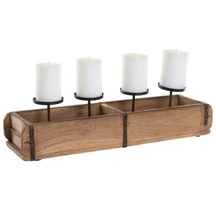 Candleholder Home ESPRIT Natural Iron Teak 60 x 15 x 14 cm - Декорация и Осветление<<<Дом Градина<<<BigBuy&&&Свещи и