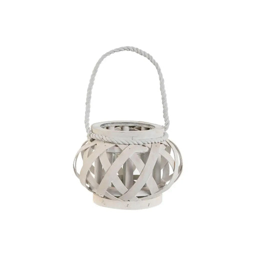 Candleholder Home ESPRIT White Wood Crystal 18 x 18 x 13 cm - Декорация и Осветление<<<Дом Градина<<<BigBuy&&&Свещи и