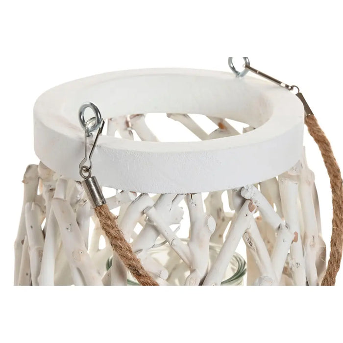 Candleholder Home ESPRIT White Wood Crystal 35 x 35 x 32 cm (2 Units) - Декорация и Осветление<<<Дом