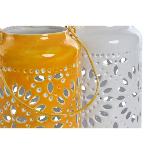 Candleholder Home ESPRIT Yellow White Iron 15 x 15 x 26 cm (2 Units) - Декорация и Осветление<<<Дом