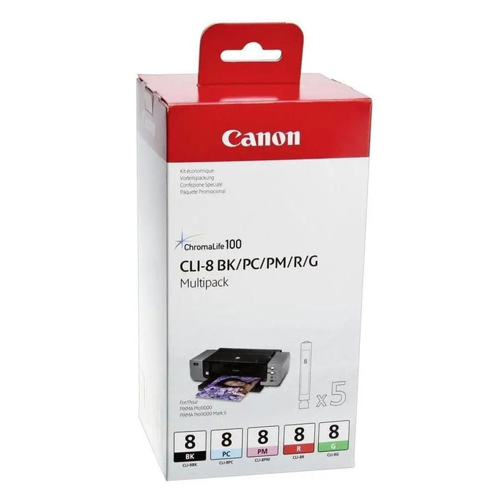 CANON CLI-8 BK PC PM R G ink cartridge black and four colour standard capacity combopack blister with alarm - Мастила и