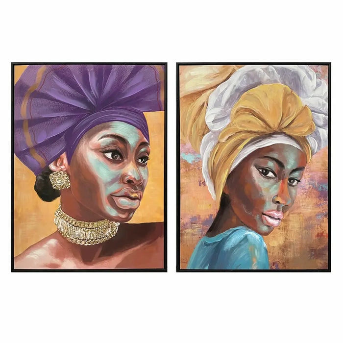 Canvas DKD Home Decor 60 x 3,5 x 80 cm Colonial African Woman (2 Units) - Декорация и Осветление<<<Дом