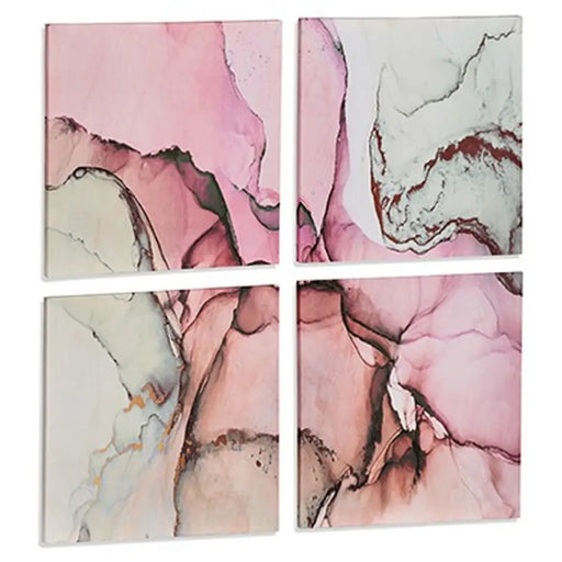 Canvas Gift Decor Canvas 35 x 7 x 35 cm Pink Marble (4 Pieces) (6 Units) - Декорация и Осветление<<<Дом