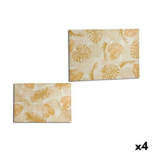 Canvas Gift Decor Golden Leaf of a plant 120 x 80 x 2,5 cm (4 Units) - Декорация и Осветление<<<Дом